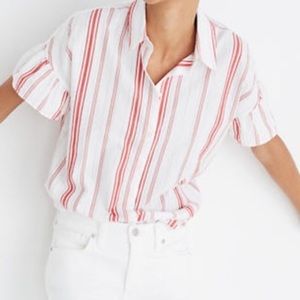 Madewell Central Ruffle Short Sleeve Shirt Sz XS